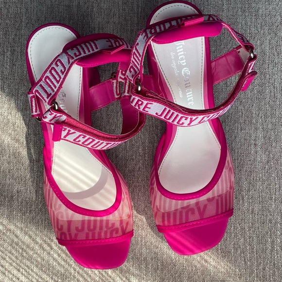 Juicy Couture Shoes - Juicy Couture Pink Platform Sandals Y2K Logo Straps Size 7.5
